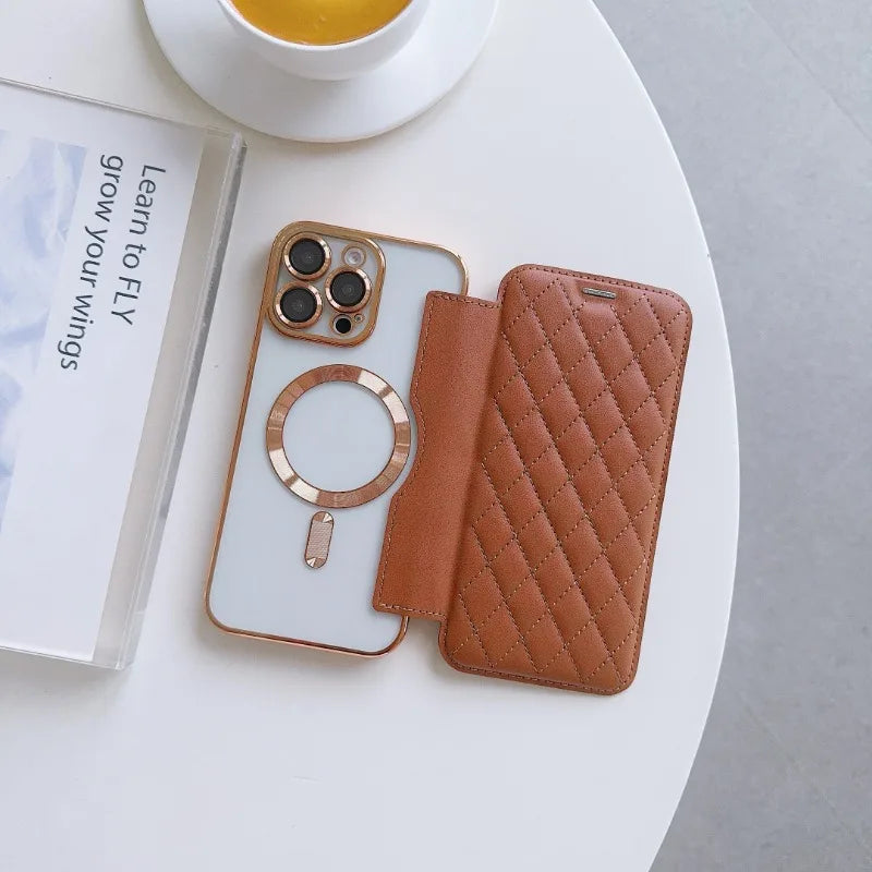 Magsafe Magnetic Card Holder Wallet Leather Phone Case for IPhone