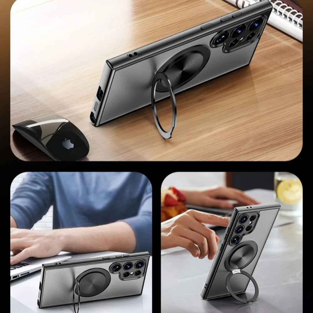 Magsafe Magnetic 360 Rotating Bracket Matte Clear Case For Samsung