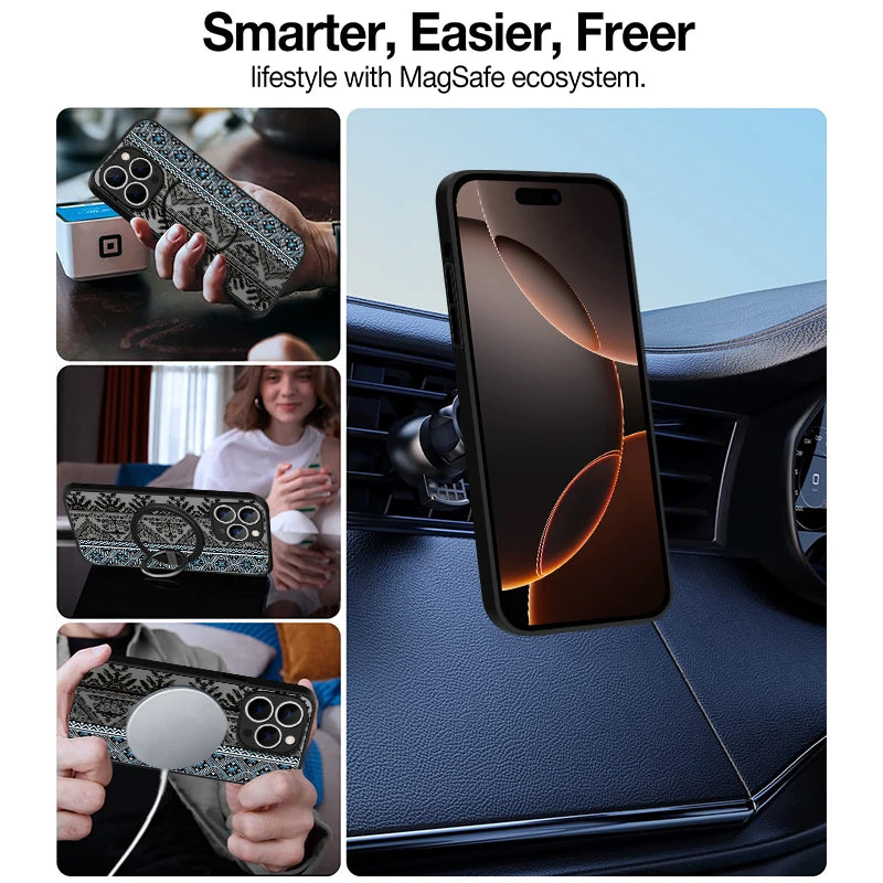 MagSafe magnetic bohemian style vintage case for iPhone