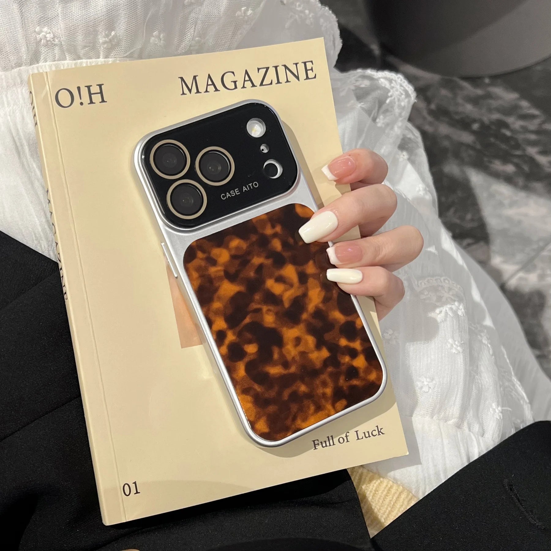 Large Window Leopard Print Shockproof Case For iPhone