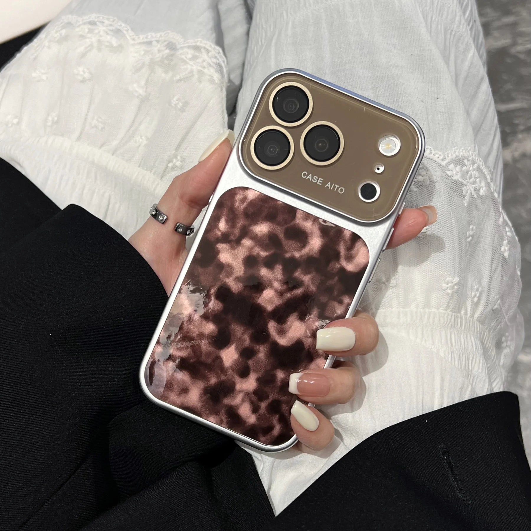 Large Window Leopard Print Shockproof Case For iPhone