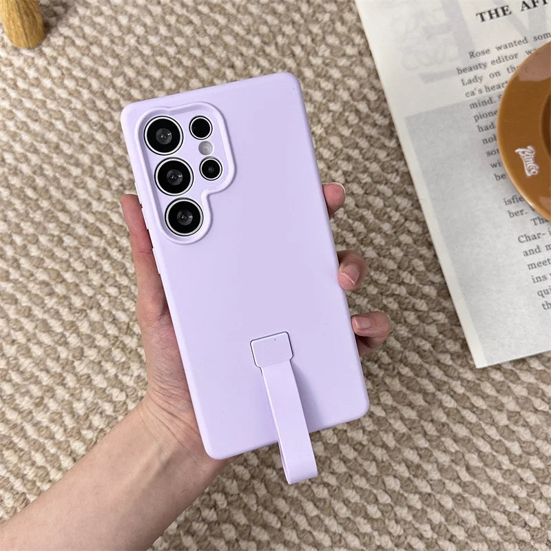 Liquid Silicone With Hand Strap Case For Samsung