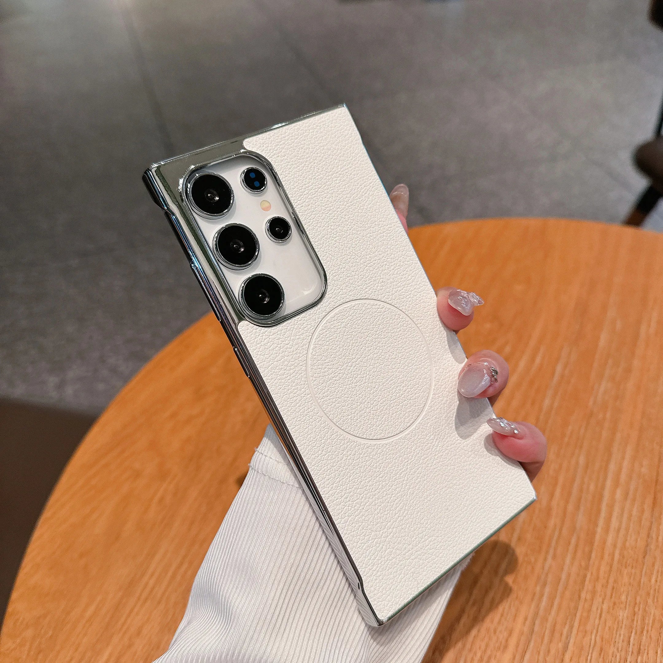 Magsafe Magnetic Ultra-thin Plating Frameless Leather Case For Samsung