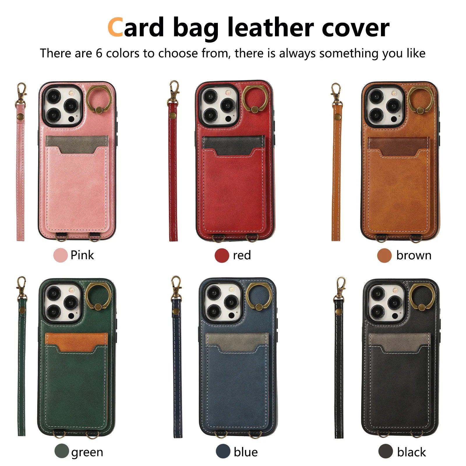 Contrast Card Holder Leather Wallet Case For iPhone