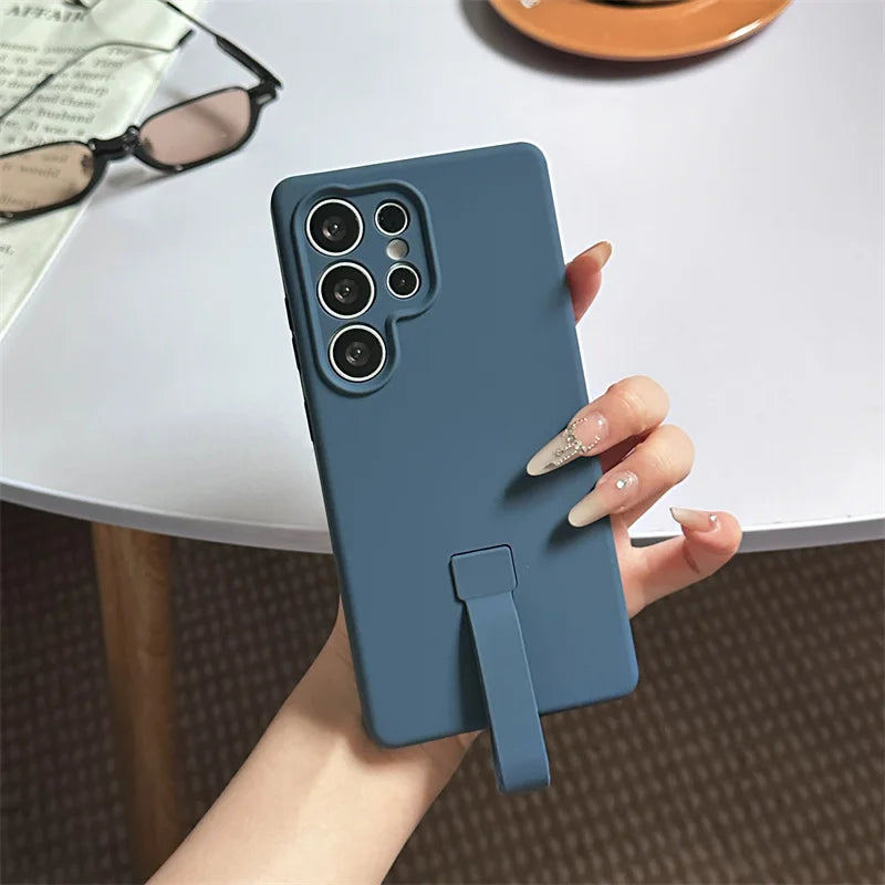 Liquid Silicone With Hand Strap Case For Samsung