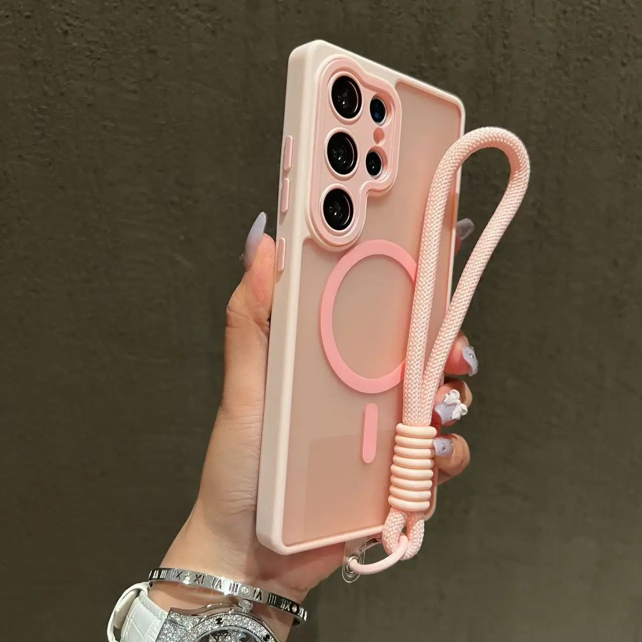 Magsafe Magnetic Matte Lanyard Case For Samsung