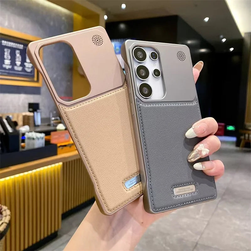 Plating Frameless Leather Magnetic Aromatherapy Case For Samsung