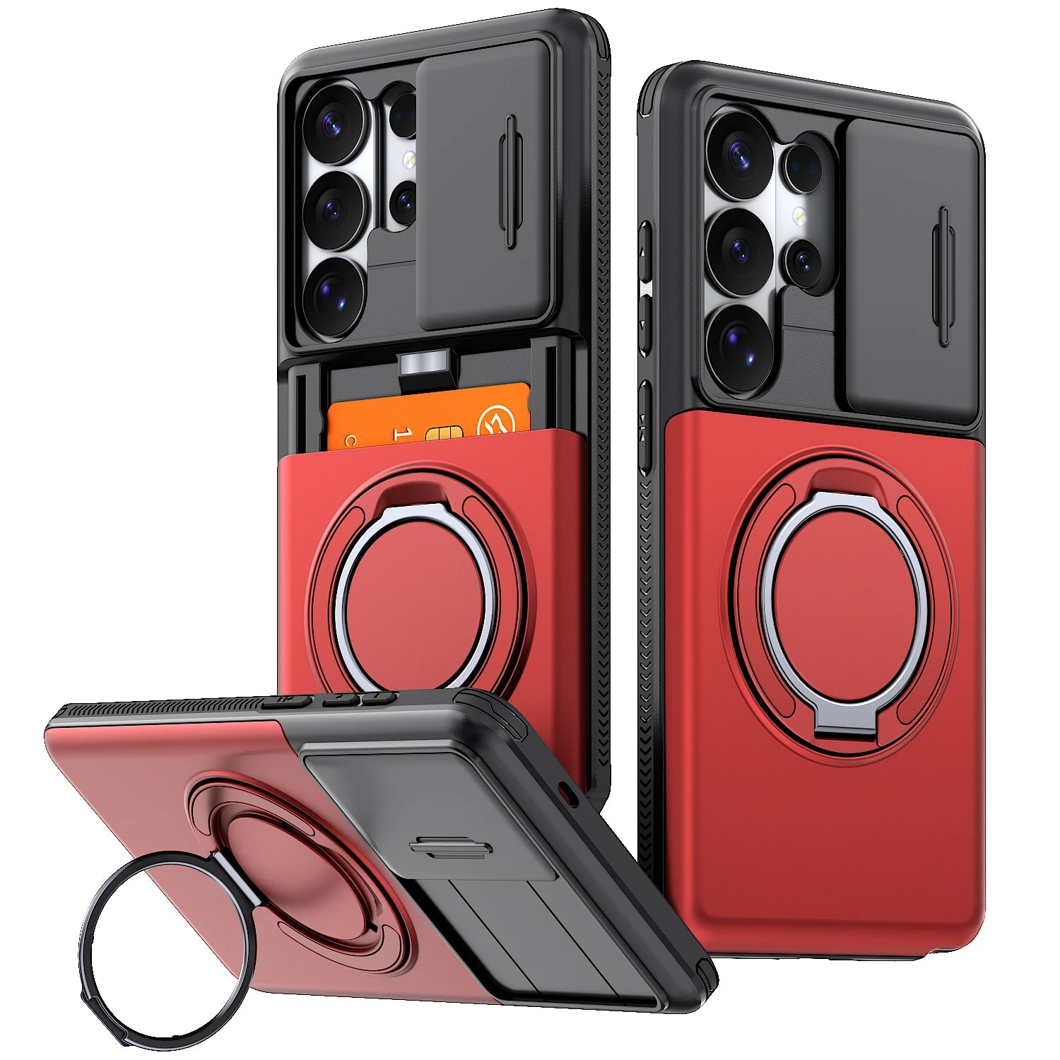 Fashion Ring Kickstand Wallet Back Case for Samsung