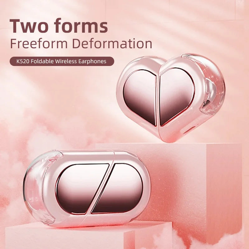 Bluetooth Wireless Earbuds—Rotating Heart-Shaped Charging Case