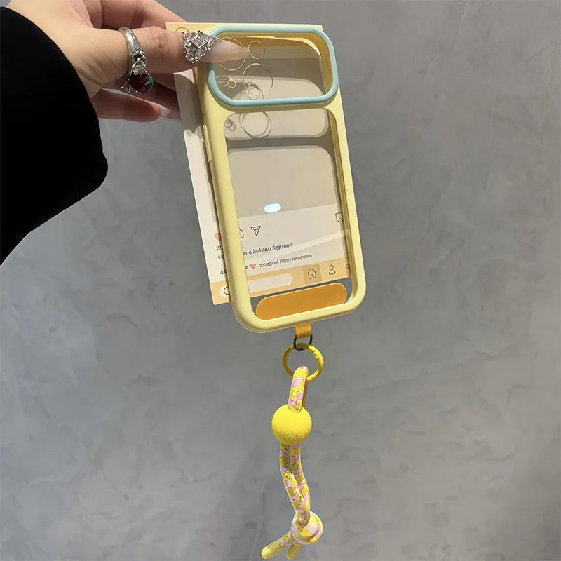 Dopamine Colorful Border Lanyard Case for iPhone