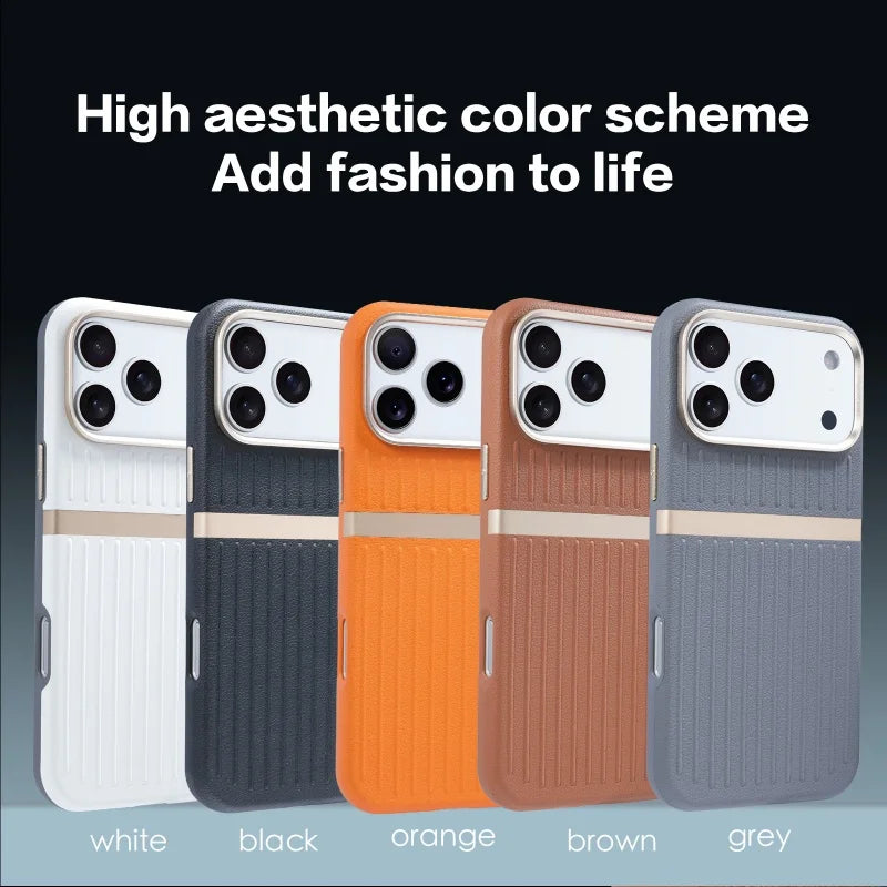 Strong Magnet Embossed Textured Leather Case For iPhone