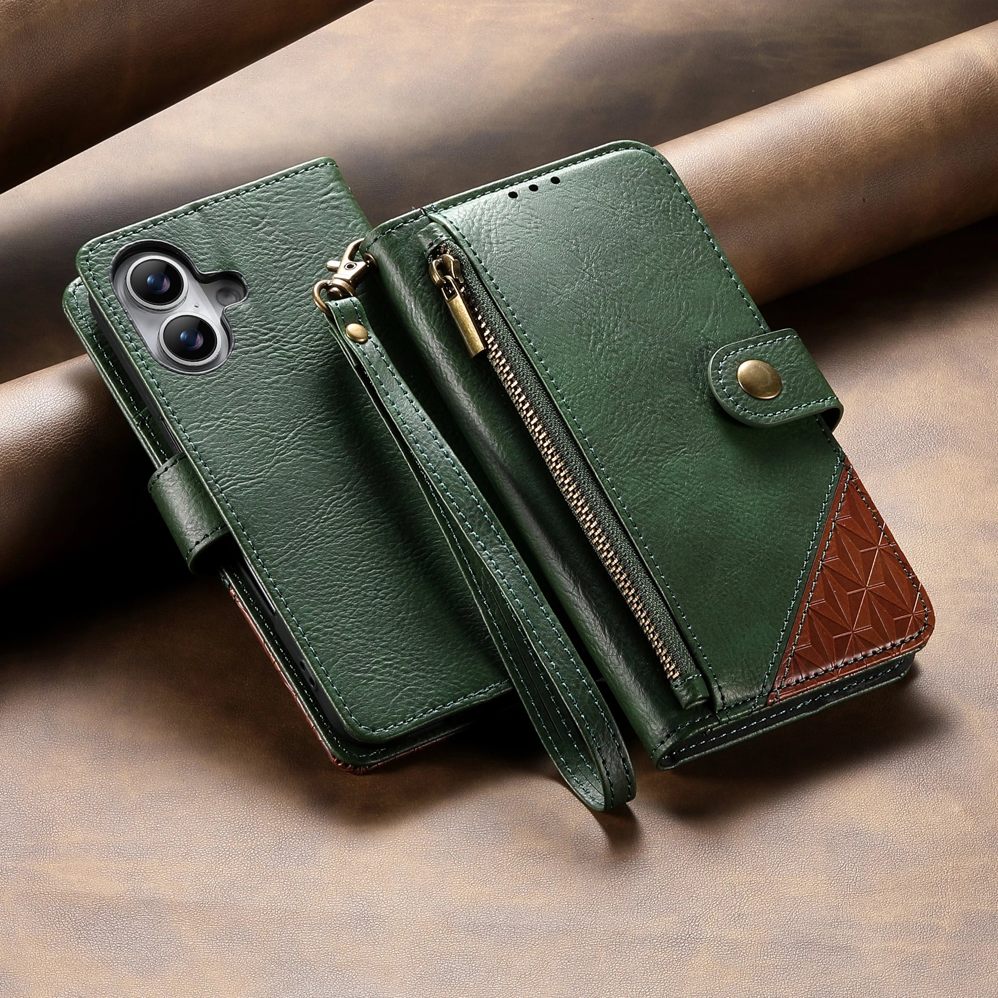 Flip Leather Wrist Strap Card Slots Wallet Case for IPhone