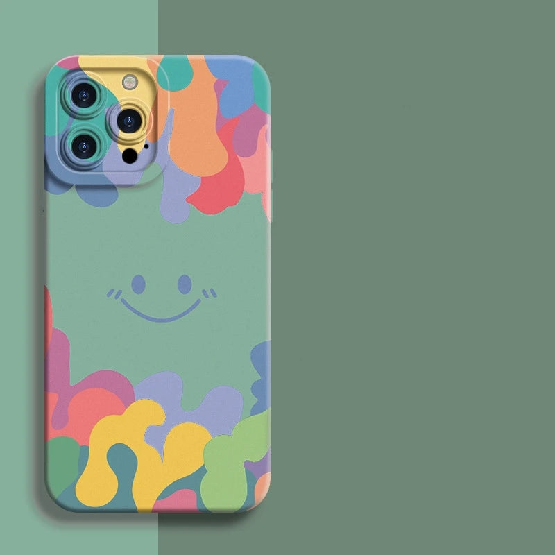 Smile Color Liquid Silicone Case For iPhone