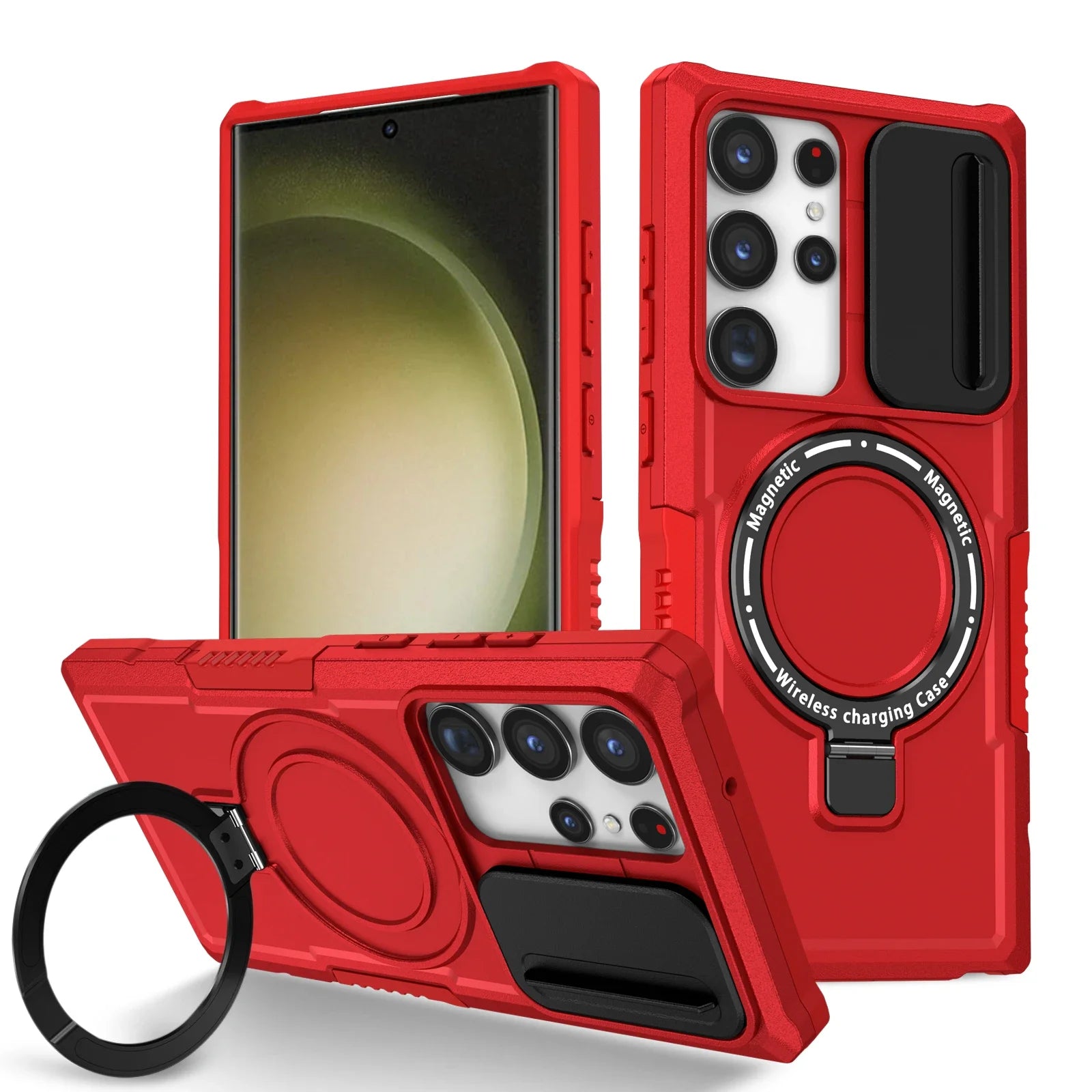 Sliding Camera Kickstand Magnetic Case for Samsung