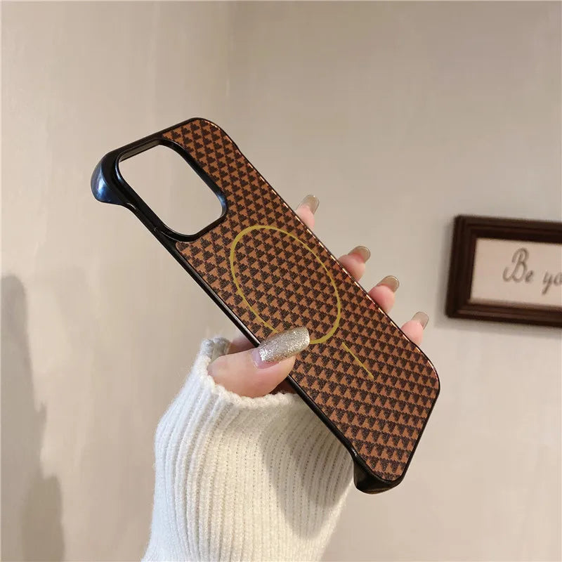 Luxury woven pattern Magsafe Magnetic Wireless Case for iPhone