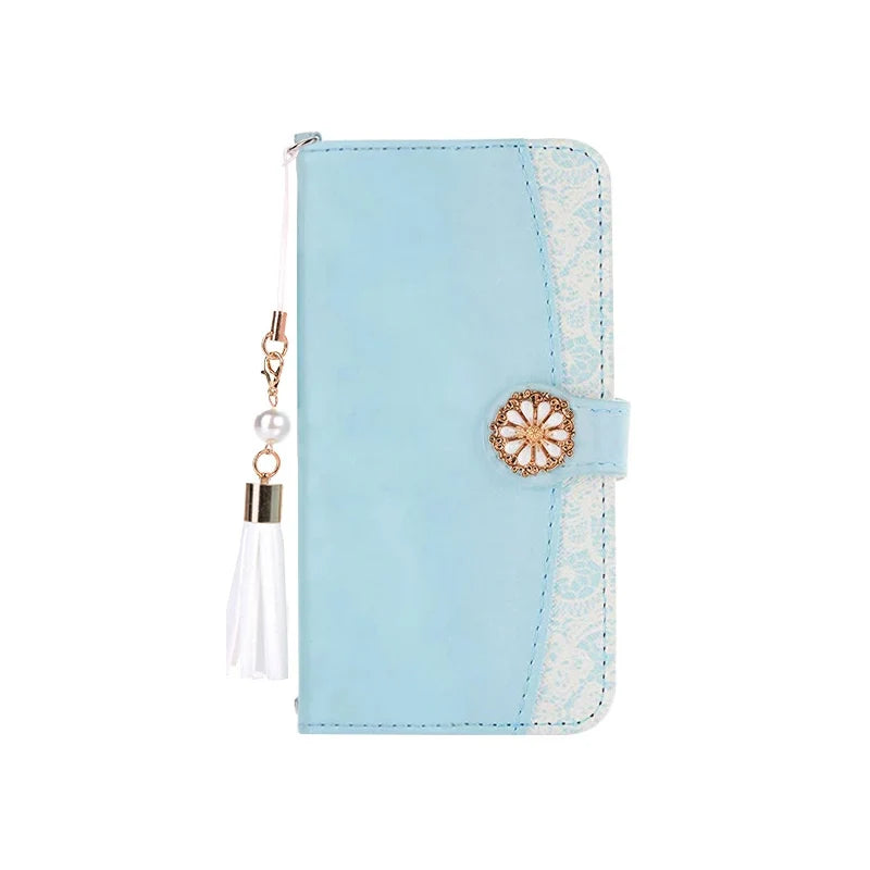 Floral patchwork wallet case for iPhone