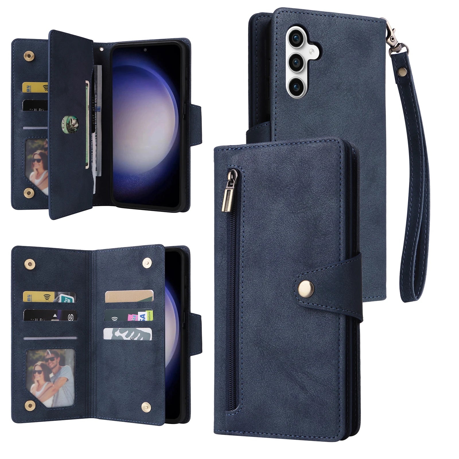 Wallet Multi-card Zipper Leather Case for Samsung