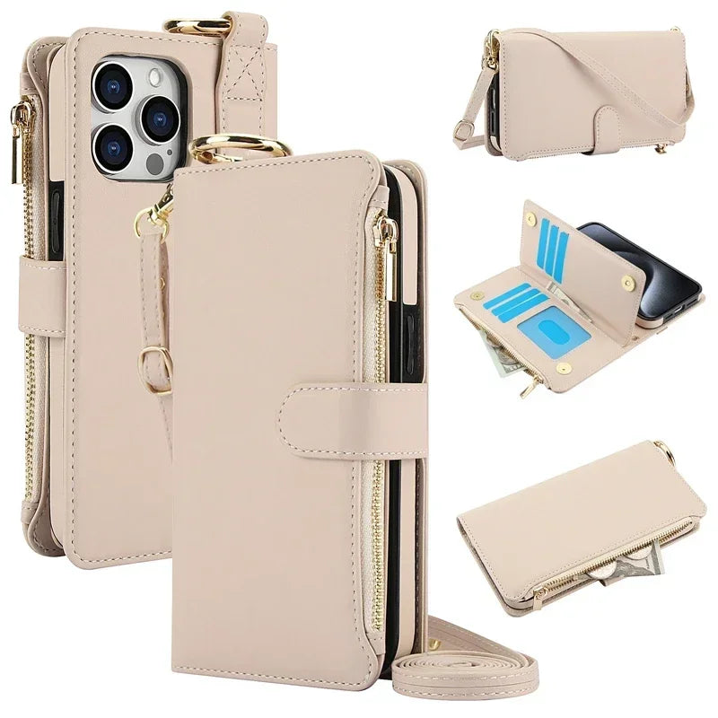 Crossbody Leather Wallet Case for IPhone