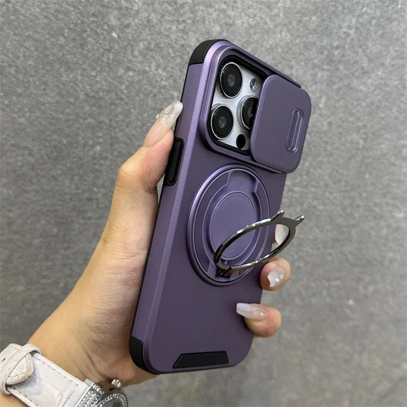 Heavy-Duty Rugged Armor Magnetic Bracket Case For iPhone