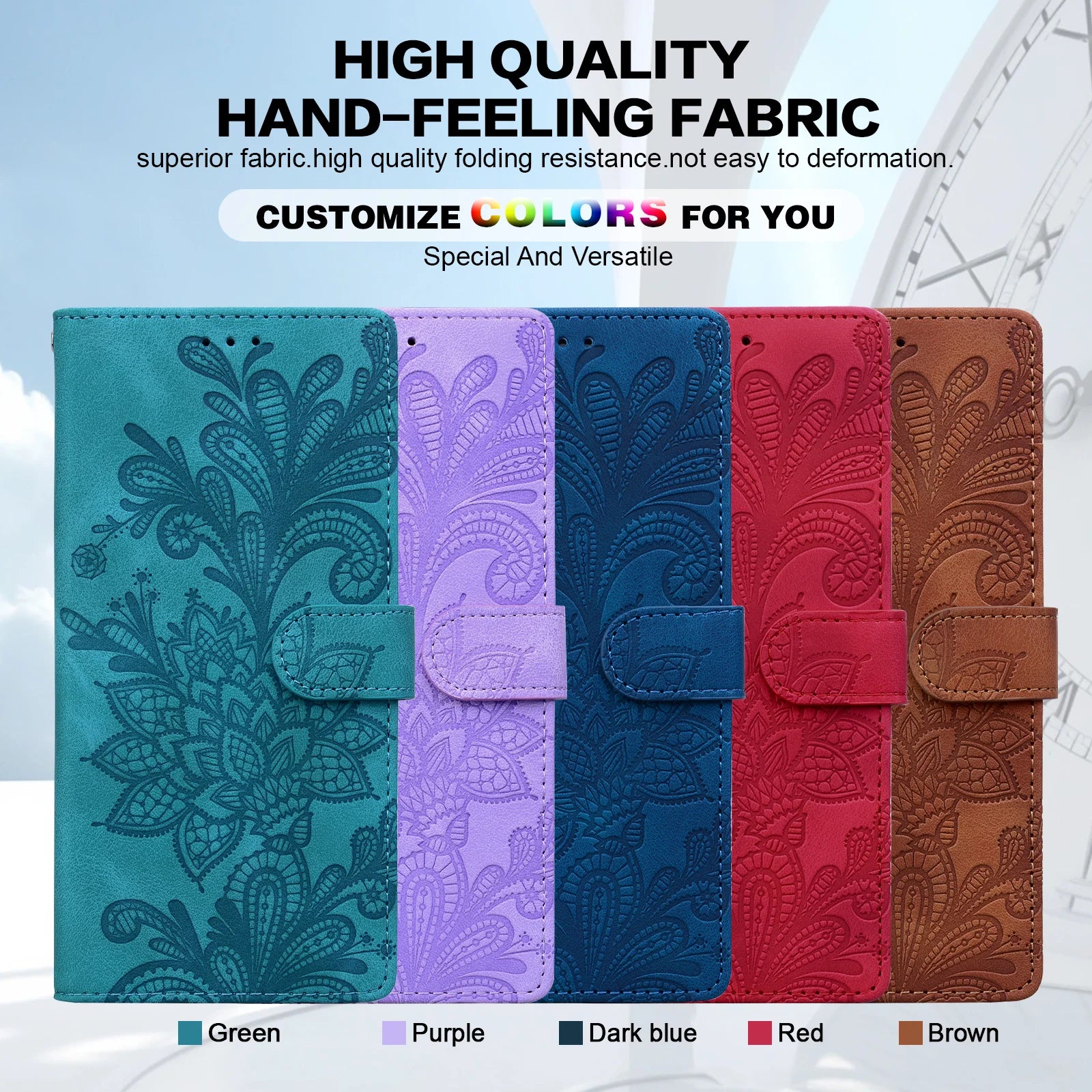 Embossing Magnetic Flip Leather  Wallet Case For Samsung