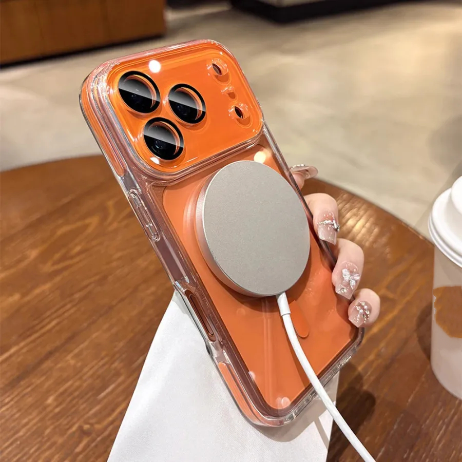 Minimalist Solid-Color Crystal-Clear Magnetic Case for iPhone