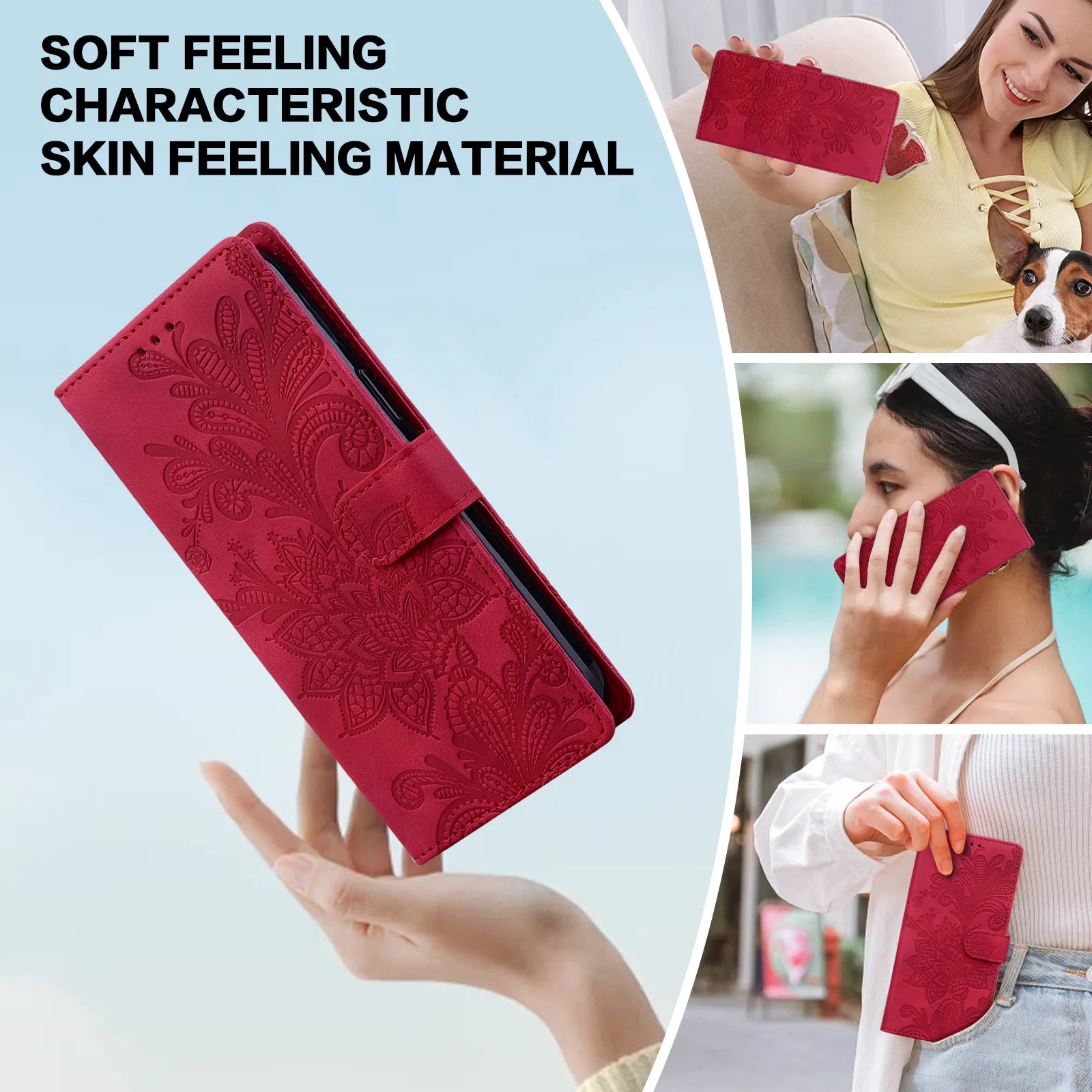 Embossing Magnetic Flip Leather  Wallet Case For Samsung