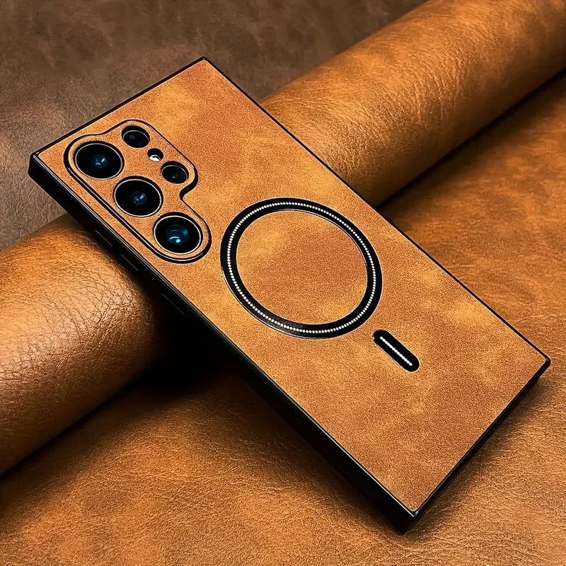 Luxury Leather Magnetic Case For Samsung