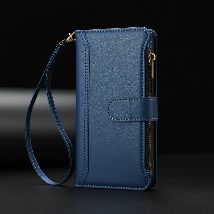 9-Card Flip Leather Zipper Wallet Case For Samsung