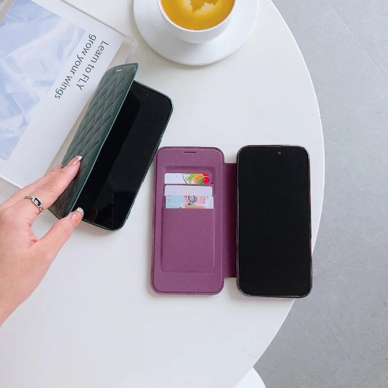 Magsafe Magnetic Card Holder Wallet Leather Phone Case for IPhone