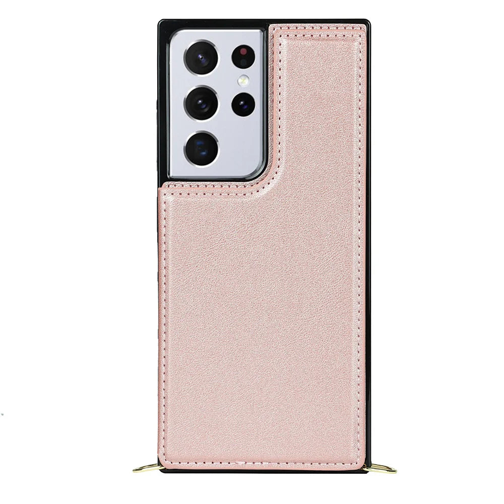 Crossbody Multi Card Slot Wallet Leather  Case for Samsung