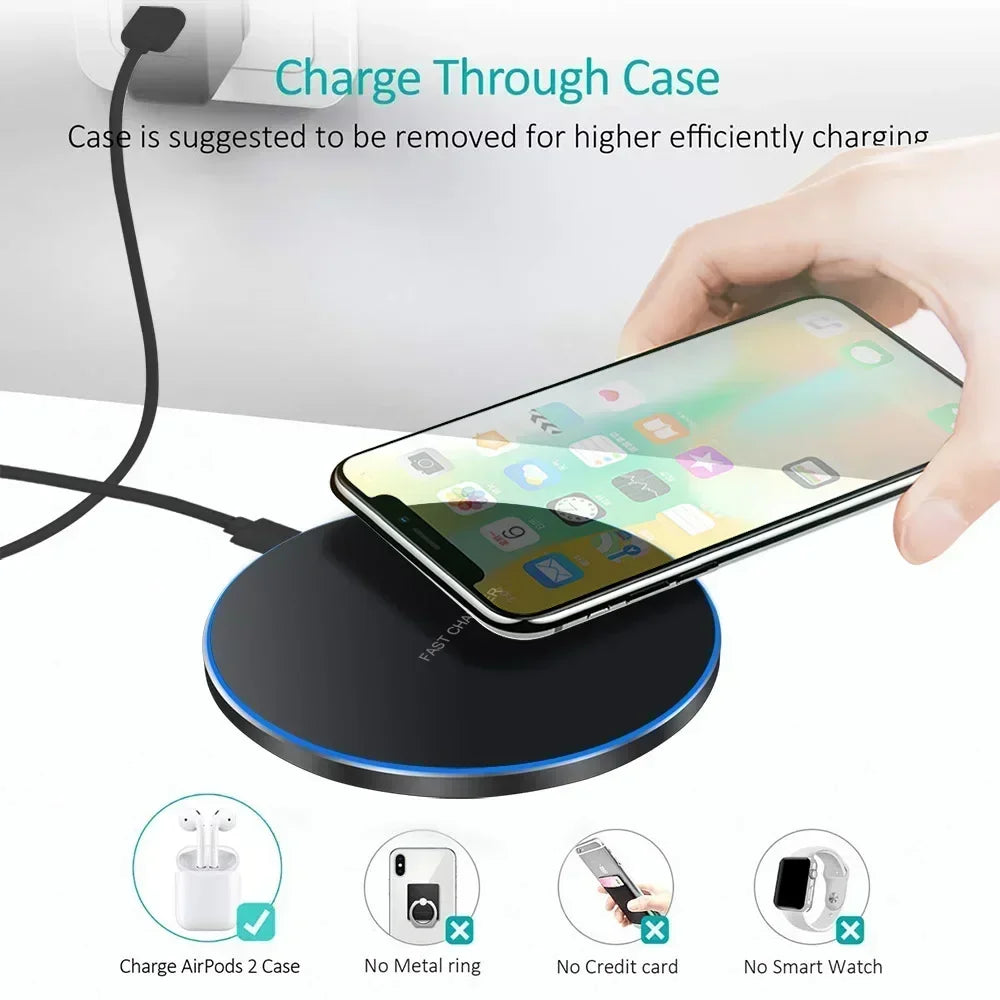 Wireless Charger For iPhone Induction Fast Charging Pad Dock Station For Samsung  Xiaomi Huawei