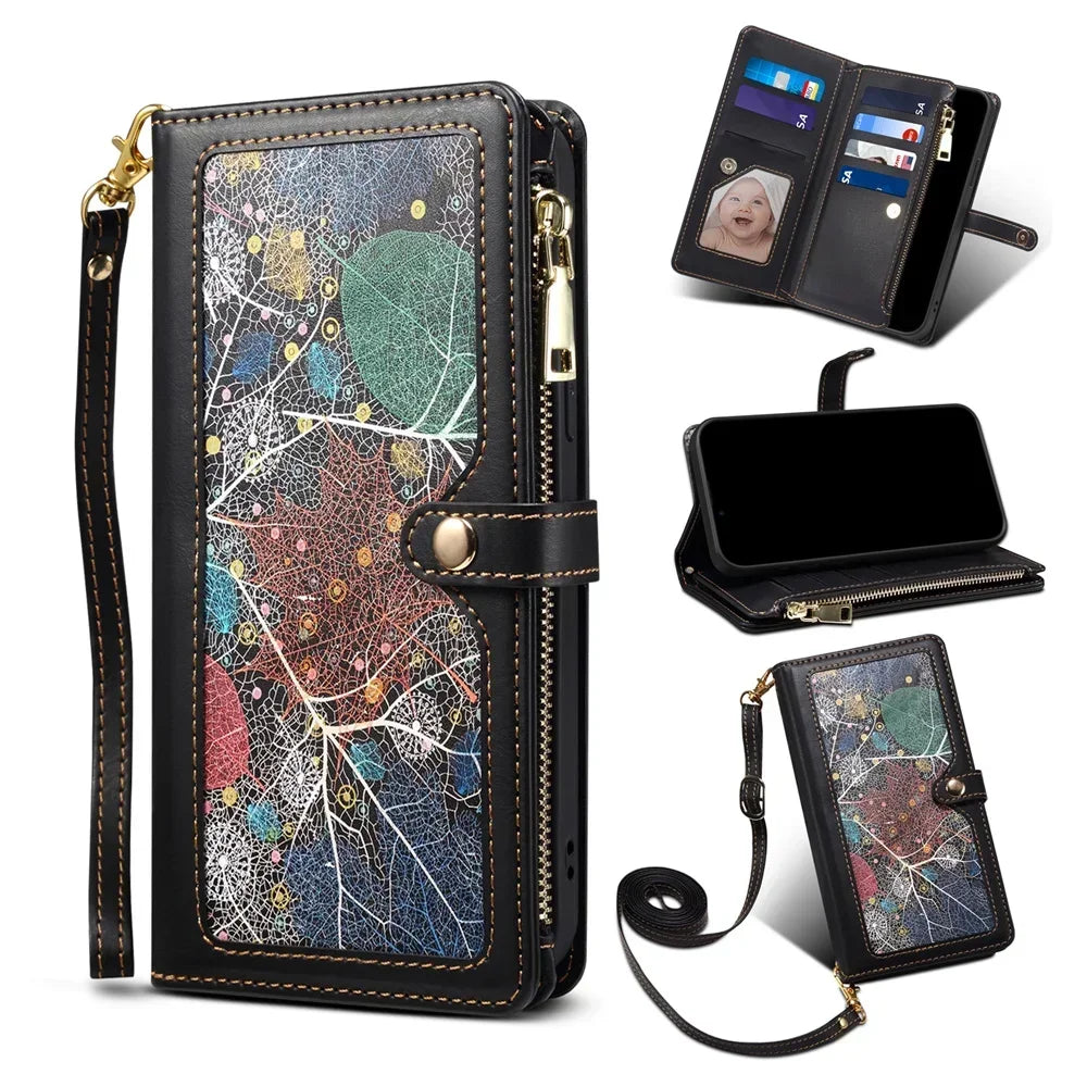 RFID lanyard crossbody wallet case for Samsung