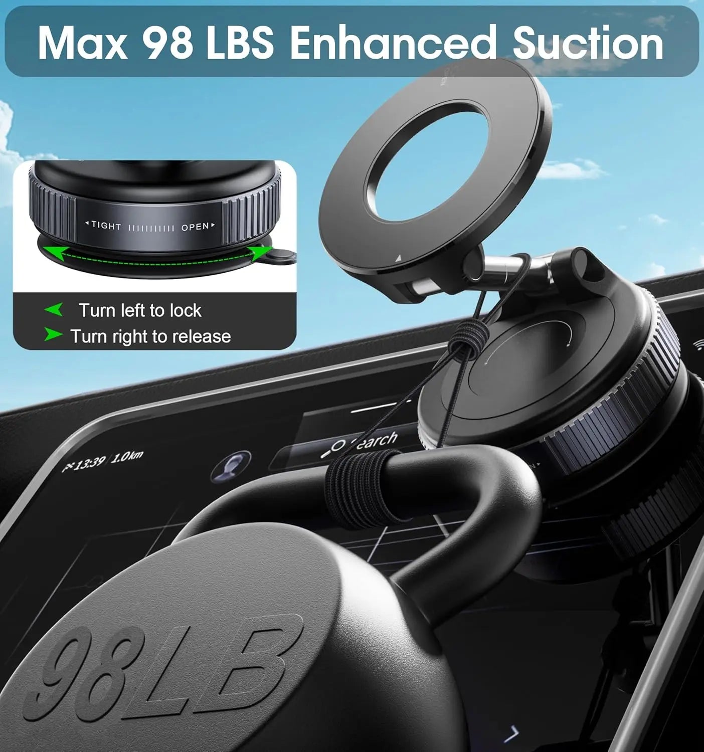 Vacuum Magnetic Car Phone Holder - Stable and Anti-Shake
