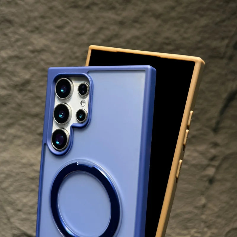 Magsafe Magnetic Matte Metal Ring Stand Case For Samsung