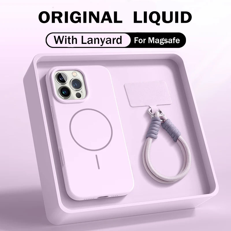 Liquid Silicone Lanyard Strap Rope Case For iPhone