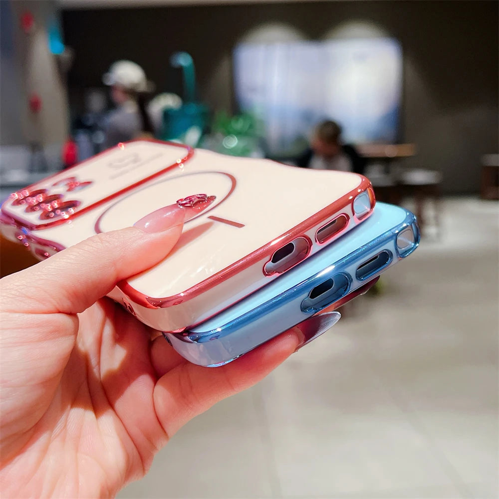Love Heart Wavy Plating Magnetic Case For Samsung