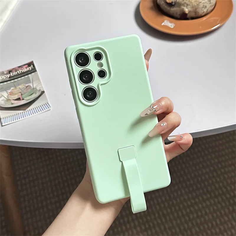 Liquid Silicone With Hand Strap Case For Samsung