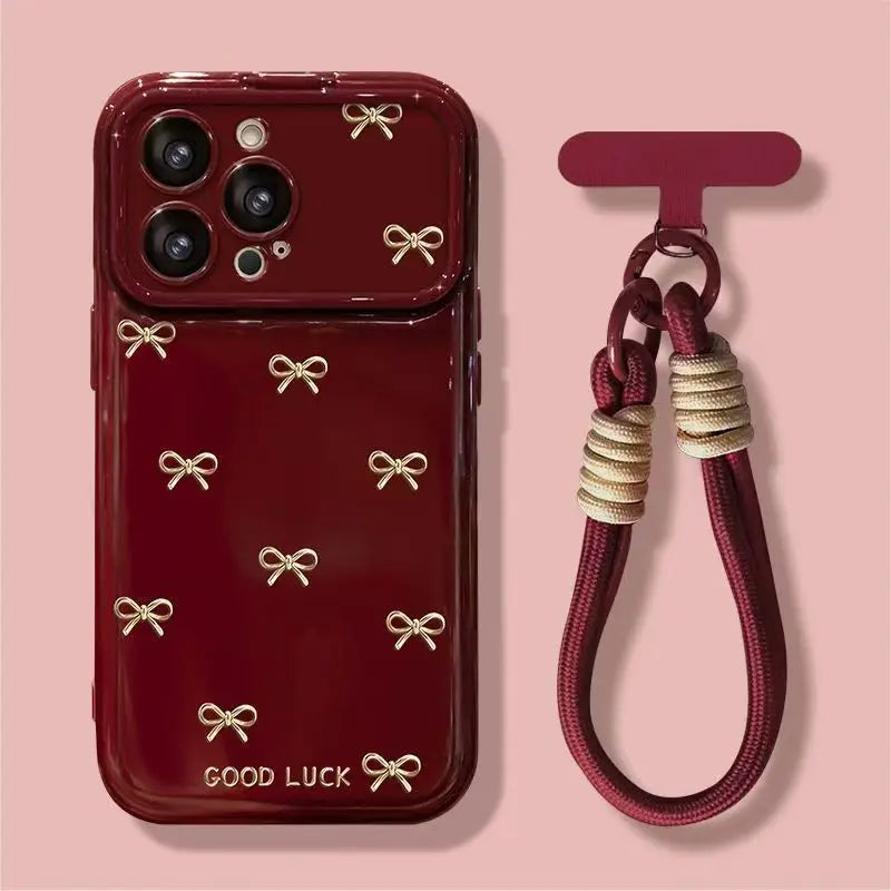 Love Heart Bow Pattern With Mirror Lens Bracket Case For IPhone