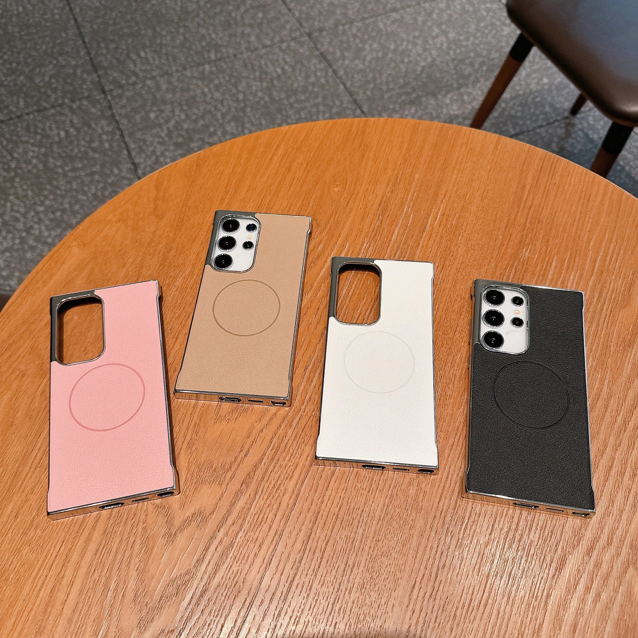 Magsafe Magnetic Ultra-thin Plating Frameless Leather Case For Samsung