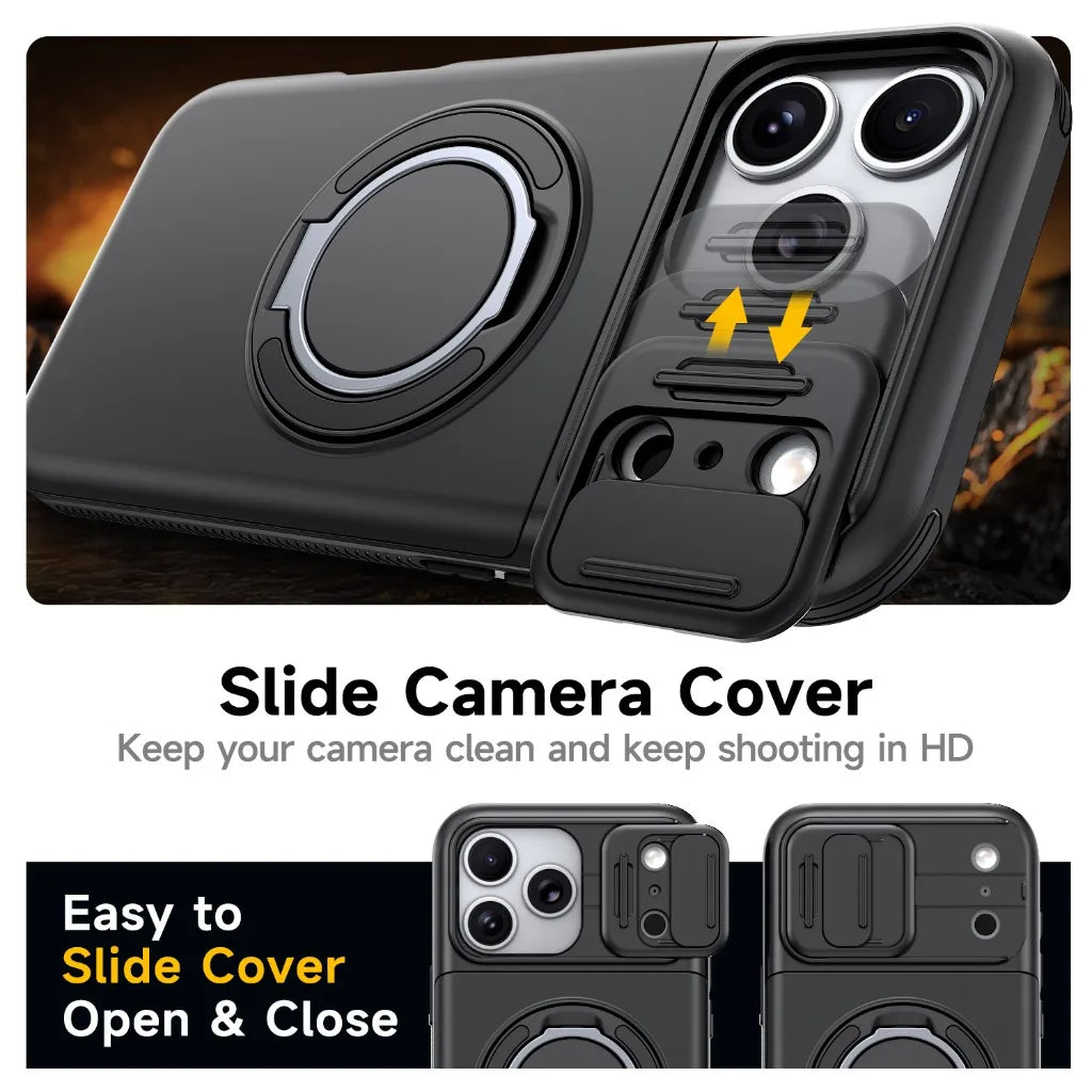 Multifunctional Magnetic Kickstand Slide Wallet Case For iPhone