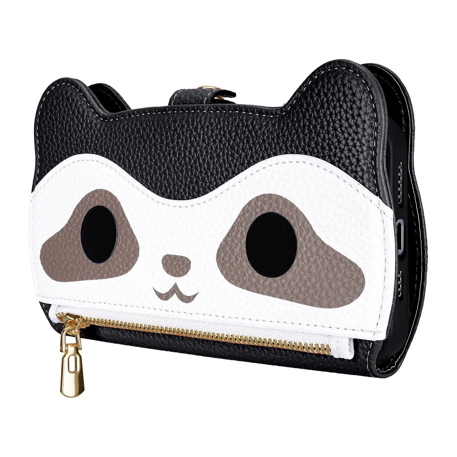 Cute Raccoon Crossbody Wallet Case For iPhone