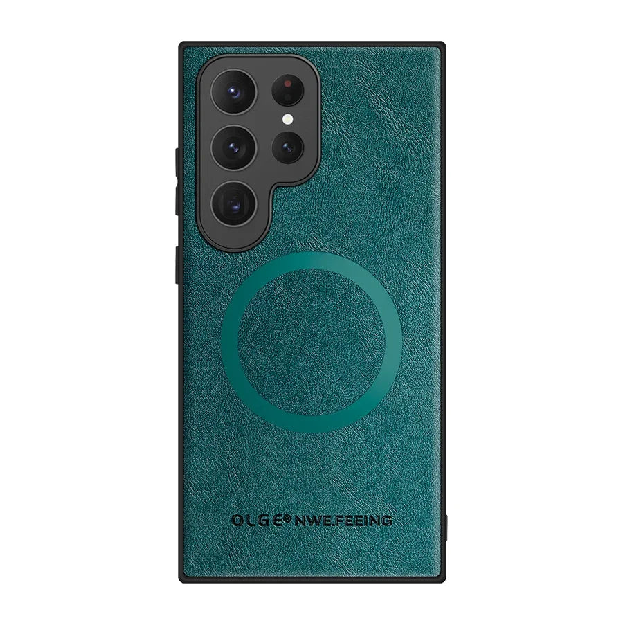 Magsafe Magnetic Wireless Charge  Leather Case for Samsung