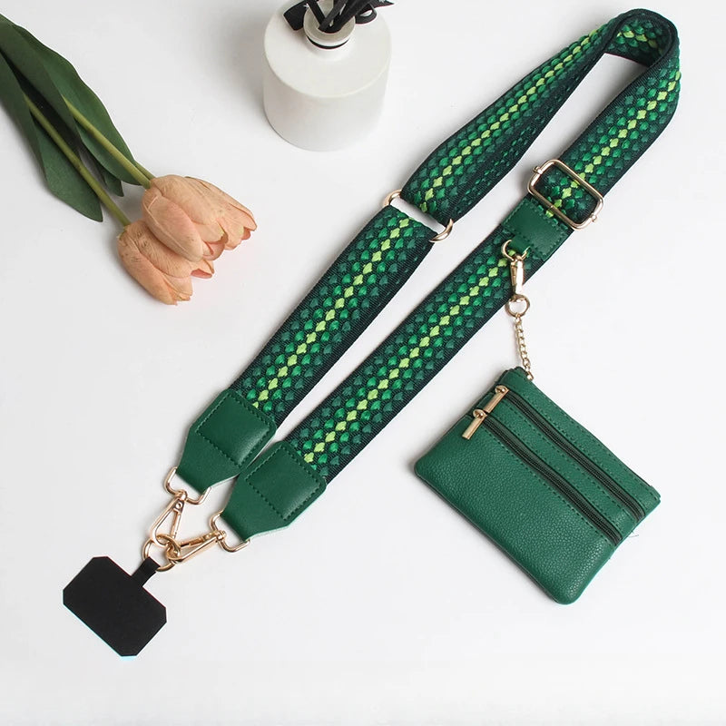 Adjustable crossbody phone lanyard with coin purse