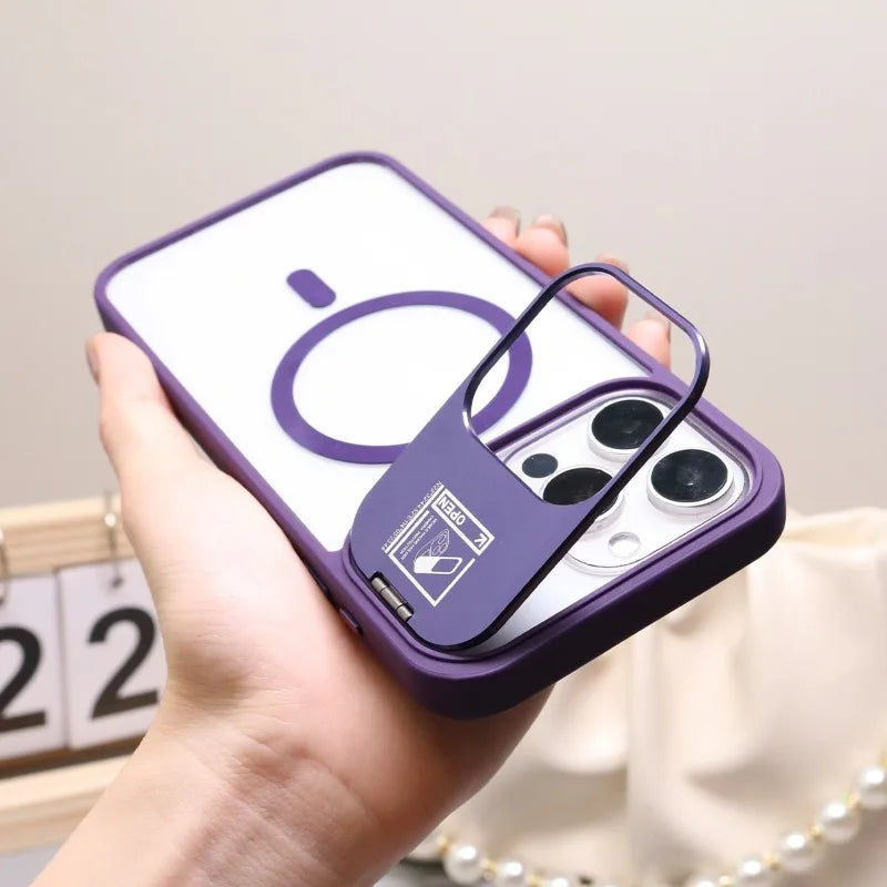 Magsafe Magnetic Stand Glass Lens Protector Case For iPhone