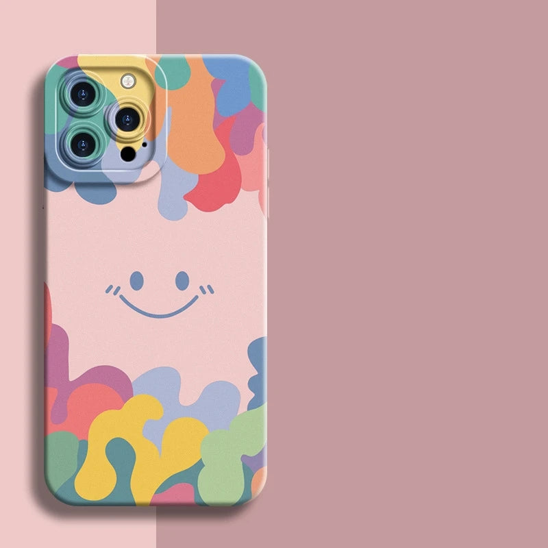 Smile Color Liquid Silicone Case For iPhone
