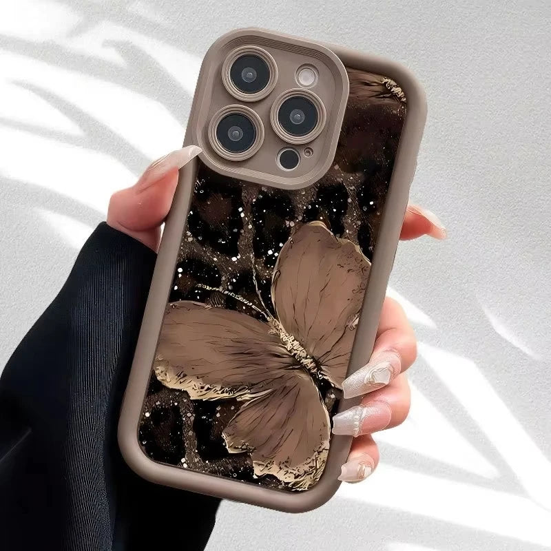 Trendy Favored Leopard Butterfly Case For iPhone