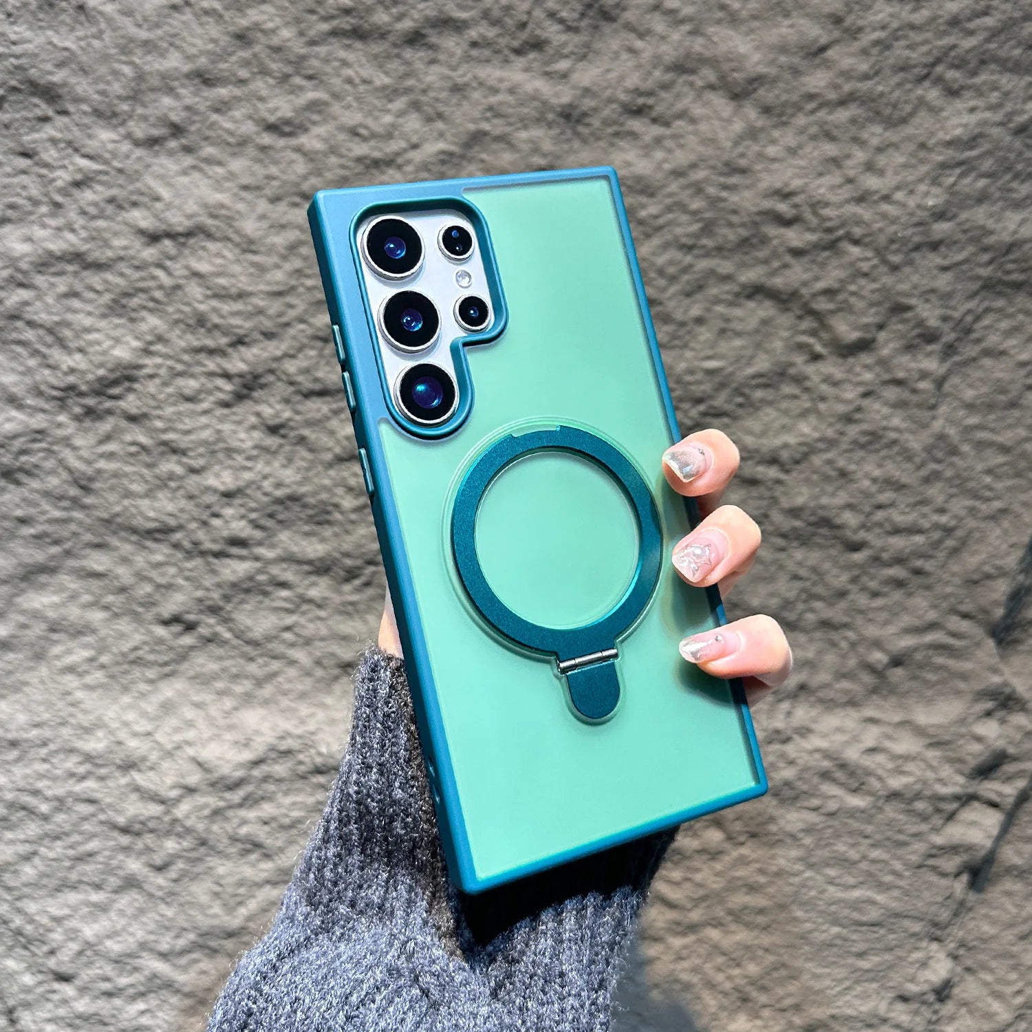 Magsafe Magnetic Matte Metal Ring Stand Case For Samsung