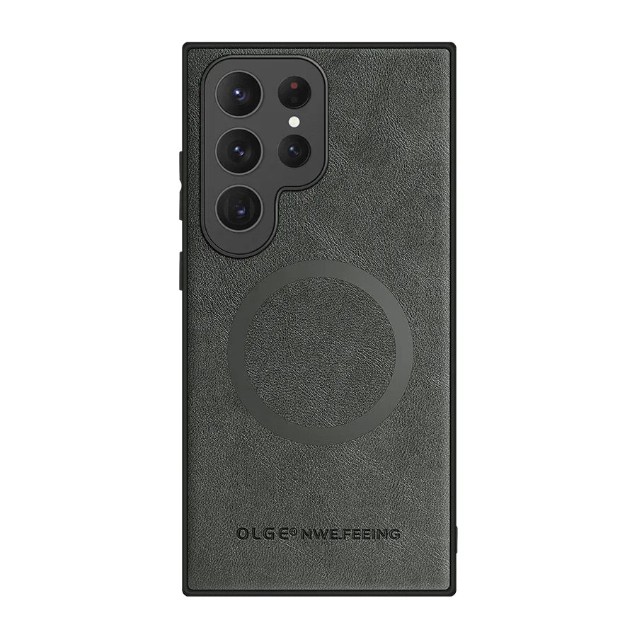 Magsafe Magnetic Wireless Charge  Leather Case for Samsung