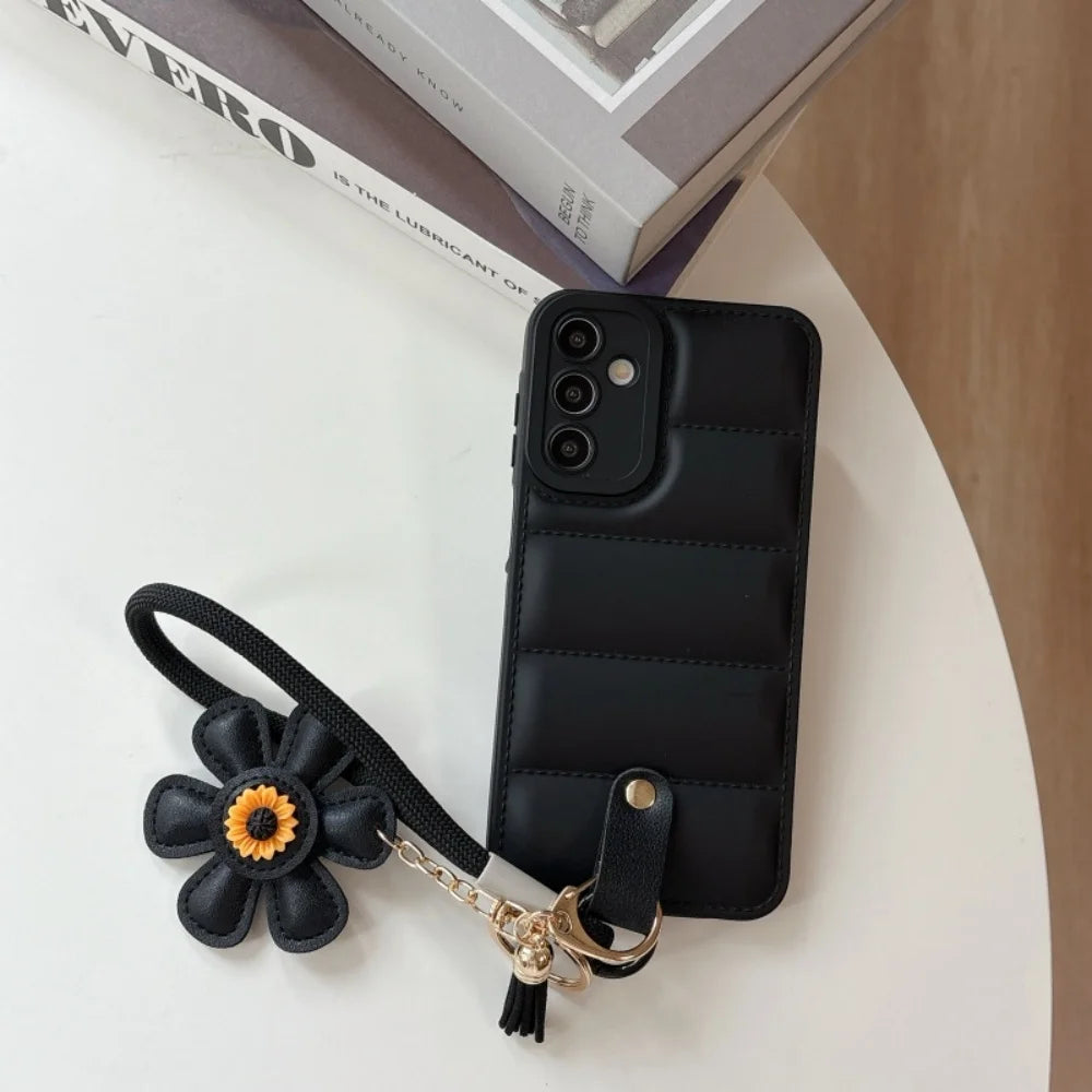 3D Sunflower Wrist Strap Case For Samsung