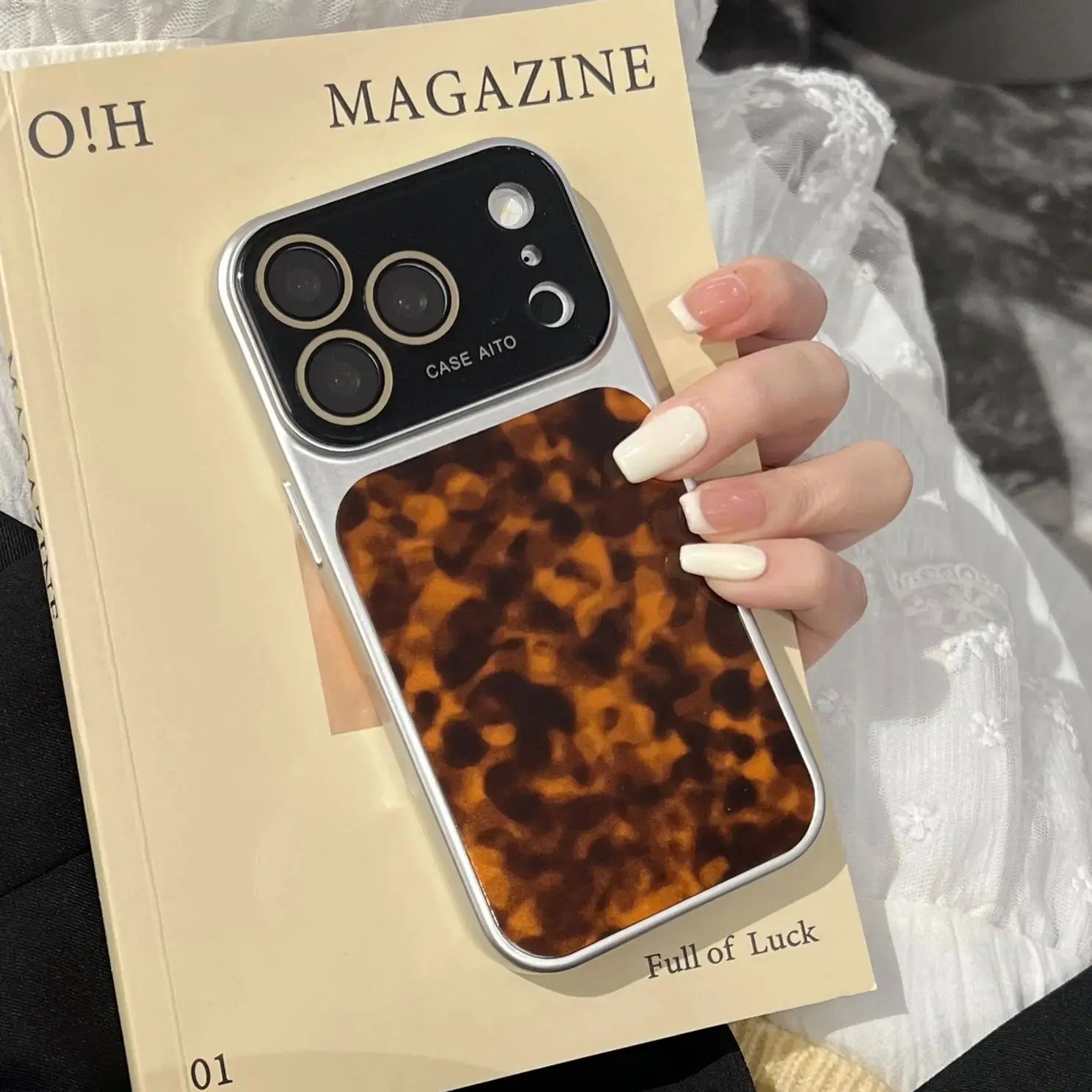 Large Window Leopard Print Shockproof Case For iPhone
